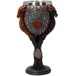 Espectacular Copa de Fire and Blood de la serie de HBO Juego de Tronos. Esta preciosa obra de arte está realizada en acero inoxidable y resina con una altura aproximada de 17,5 cm.