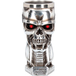 Espectacular copa con la forma de la cabeza del Terminator T-800 interpretado por Arnold Schwarzenegger. El Cyberdyne Systems T-800 modelo 1.0.1 es un androide.