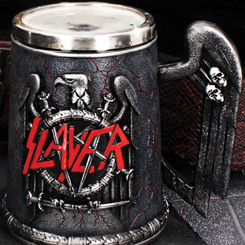 Impresionante Jarra de Cerveza con el logo de la famosa banda de Rock and Roll Slayer. Esta preciosa obra de arte está realizada en acero inoxidable y resina con una capacidad 600 ml,