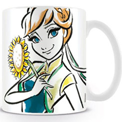 Taza oficial de Frozen con el motivo de Anna realizada en cerámica con una capacidad de 0,33 litros, incluye grabados en el exterior.