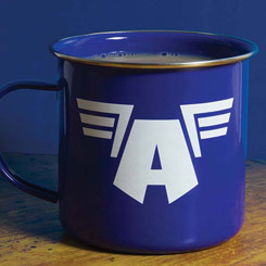 Taza oficial de Marvel con el motivo del Escudo del Capitán América, realizada en cerámica con una capacidad de 0,33 litros.