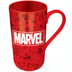 Taza Latte Macchiato oficial  con el motivo del logo de Marvel Comics, realizada en gres con una capacidad de 0,50 litros, incluye grabados en el exterior. Viene en caja de regalo.