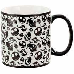 Taza oficial de Disney con el motivo de los famosos Oogie, Zero y Jack Skellington basados en la película de Pesadilla antes de Navidad, revive las aventuras de estos peculiares personajes