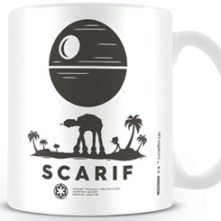 Taza oficial de Star Wars con el motivo de Rogue One Scarif realizada en cerámica con una capacidad de 0,33 litros, incluye grabados en el exterior. Viene en caja de regalo