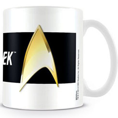 Taza oficial del Logo Insignia Black de Star Trek. La taza está realizada en cerámica con una capacidad de 0,33 litros, incluye grabados en el exterior. 