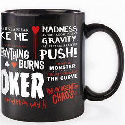 Taza oficial con las frases más famosas del Joker en The Dark Knight, realizada en cerámica con una capacidad de 0,33 litros, incluye grabados en el exterior. 