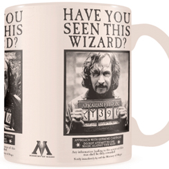 Taza oficial con el motivo de Have you seen this wizard? realizada en cerámica sensible al calor con una capacidad de 0,315 litros, incluye grabados en el exterior.