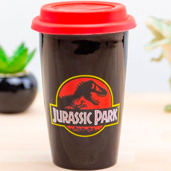 Taza de Viaje Oficial con el logo de Jurassic Park basado en la saga de Jurassic Park, revive las aventuras con esta taza realizada en cerámica con una capacidad de 0,45 litros,