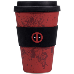 Taza de Viaje Eco Oficial de Marvel de Deadpool, revive las aventuras de este carismático personaje con esta taza realizada en fibra de cáscara de arroz con una capacidad de 0,425 litros,