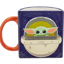 Taza oficial de Star Wars con el motivo de Baby Yoda Drink Time con porta galleta, basada en la serie de Disney + The Mandalorian, realizada en cerámica 