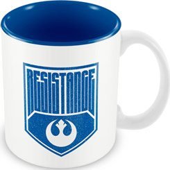 Taza oficial de Star Wars con el motivo del Logo de la Resistencia realizada en cerámica con una capacidad de 0,33 litros, incluye grabados en el exterior. Viene en caja de regalo. Se puede utilizar en el lavavajillas y microondas. 