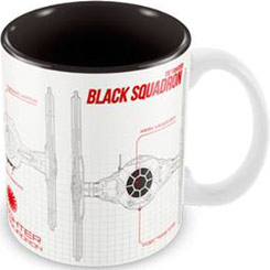 Taza oficial de Star Wars con el motivo de Tie Fighter Black Squadron realizada en cerámica con una capacidad de 0,33 litros, incluye grabados en el exterior. Viene en caja de regalo. Se puede utilizar en el lavavajillas y microondas. 