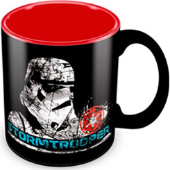 Taza oficial de Star Wars con el motivo Vintage Stormtrooper, la taza está realizada en cerámica con una capacidad de 0,35 litros, incluye grabados en el exterior.