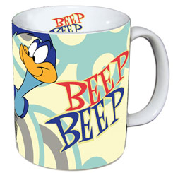 Taza oficial de los Looney Tunes con el motivo del Correcaminos “Beep Beep” realizada en cerámica.