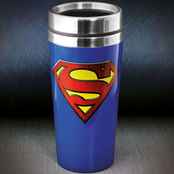 Espectacular Taza de viaje con el Logo de Superman basado en los comics de DC Comics. La taza está realizada acero inoxidable. 