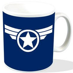 Taza oficial de Marvel con el motivo del Logo del Super Soldado del Capitán América, realizada en cerámica con una capacidad de 0,33 litros.