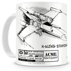 Taza oficial de Star Wars con el motivo de X-Wing StarFighter realizada en cerámica con una capacidad de 0,35 litros.